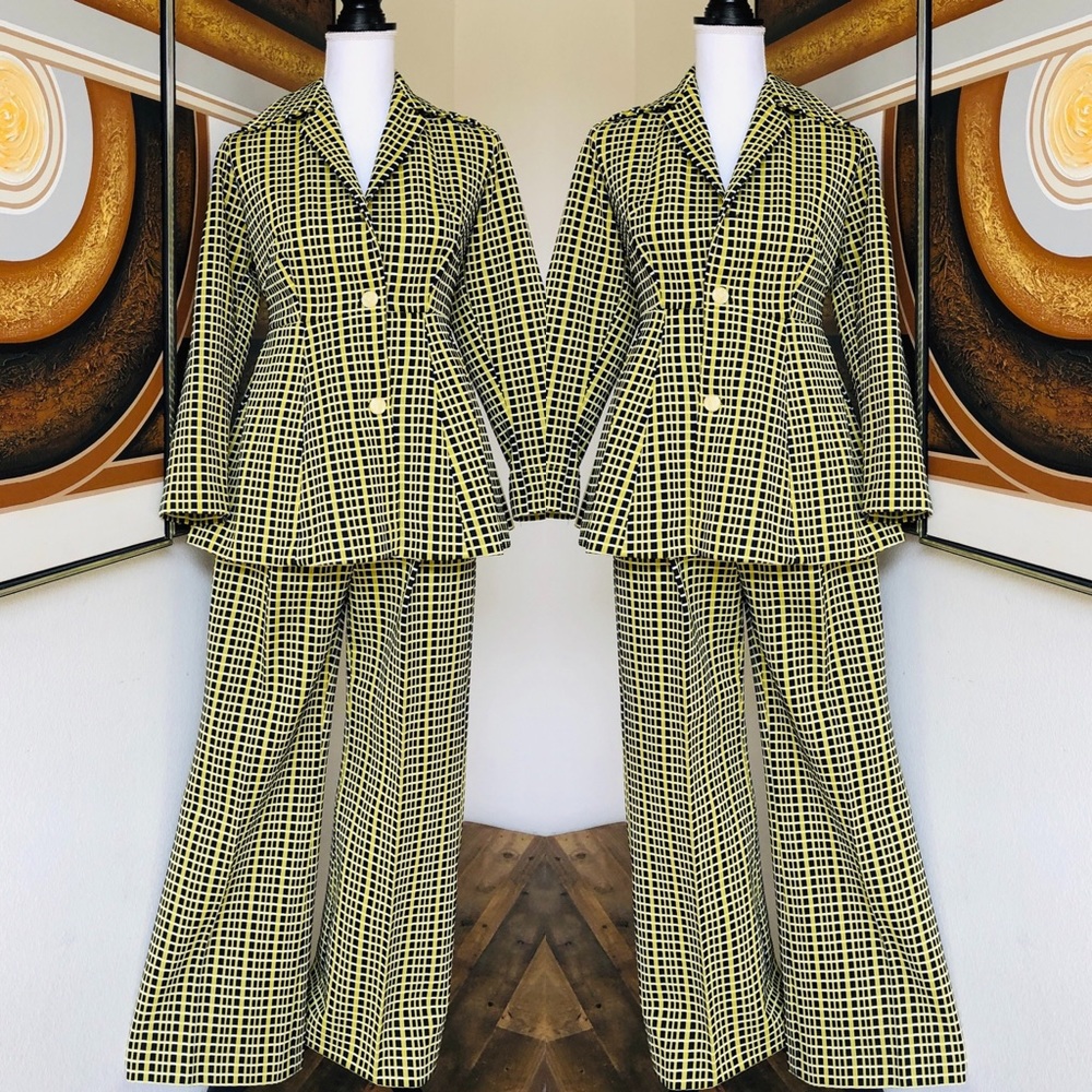 Vintage Neon Plaid Bell Bottoms